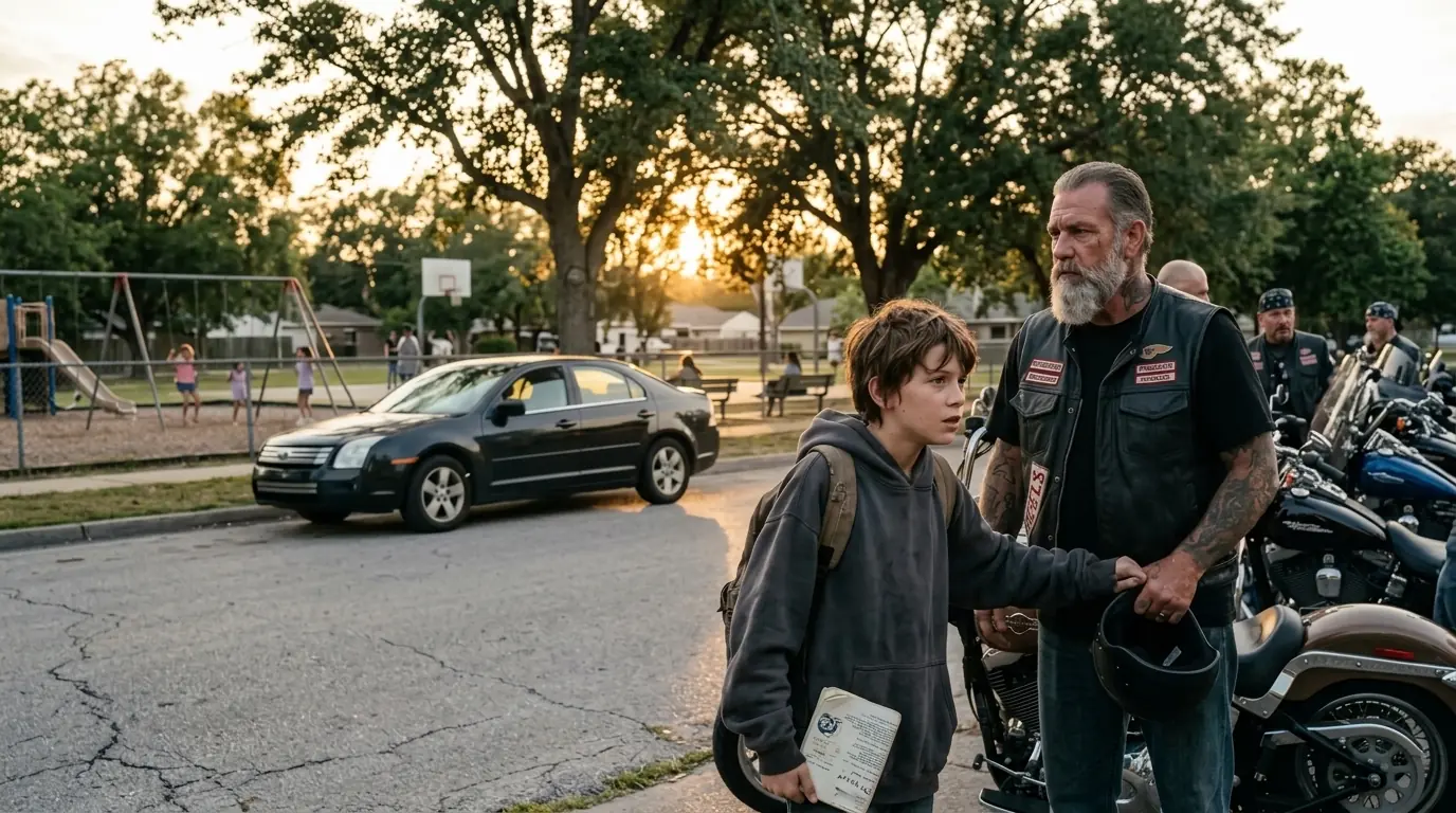 “That Car Is Watching the Kids…” A Boy Told a Biker — The Hells Angels Reacted Fast