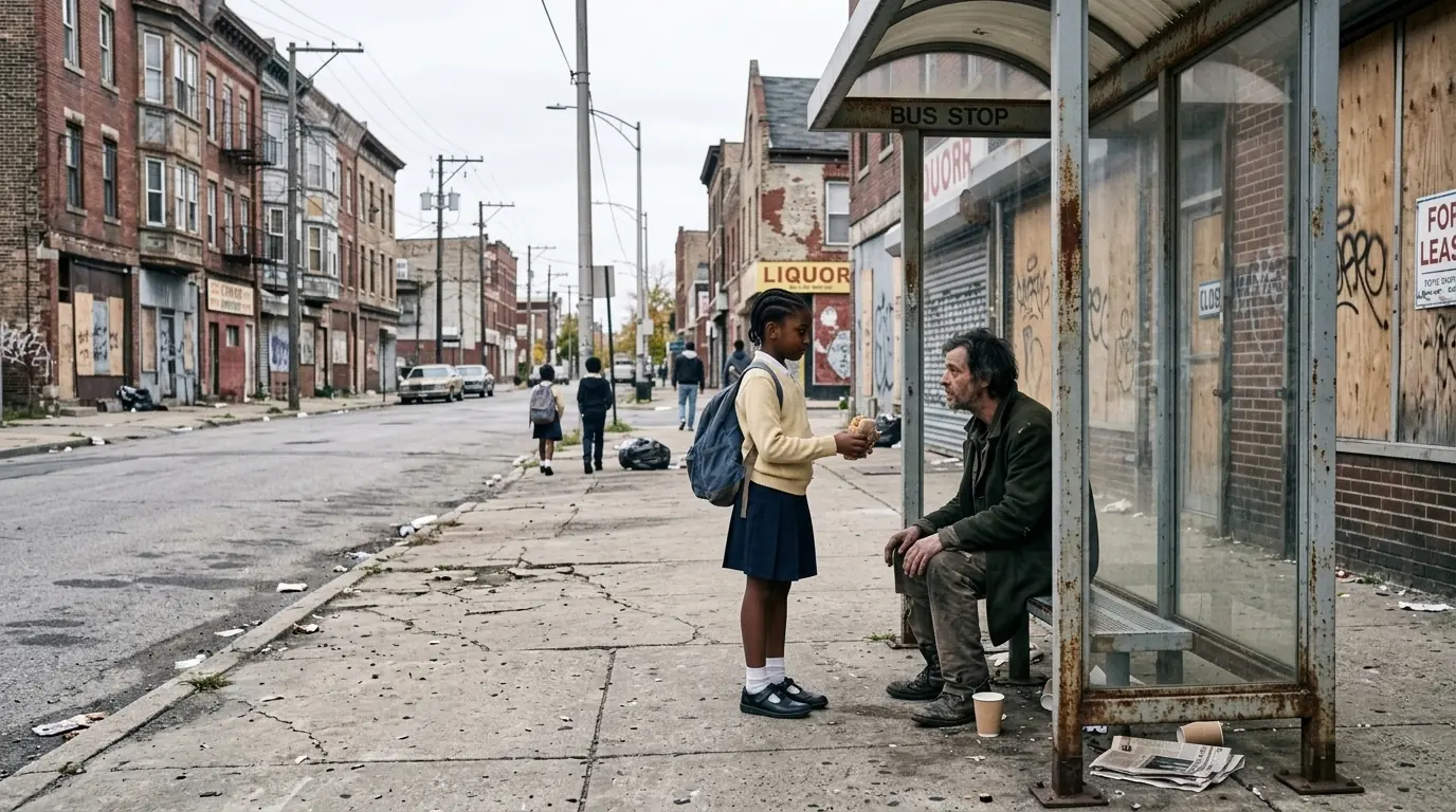 Little Girl Gave Starving Man Last Sandwich — Next Day 50 Police Officers Lined Up at Her Door