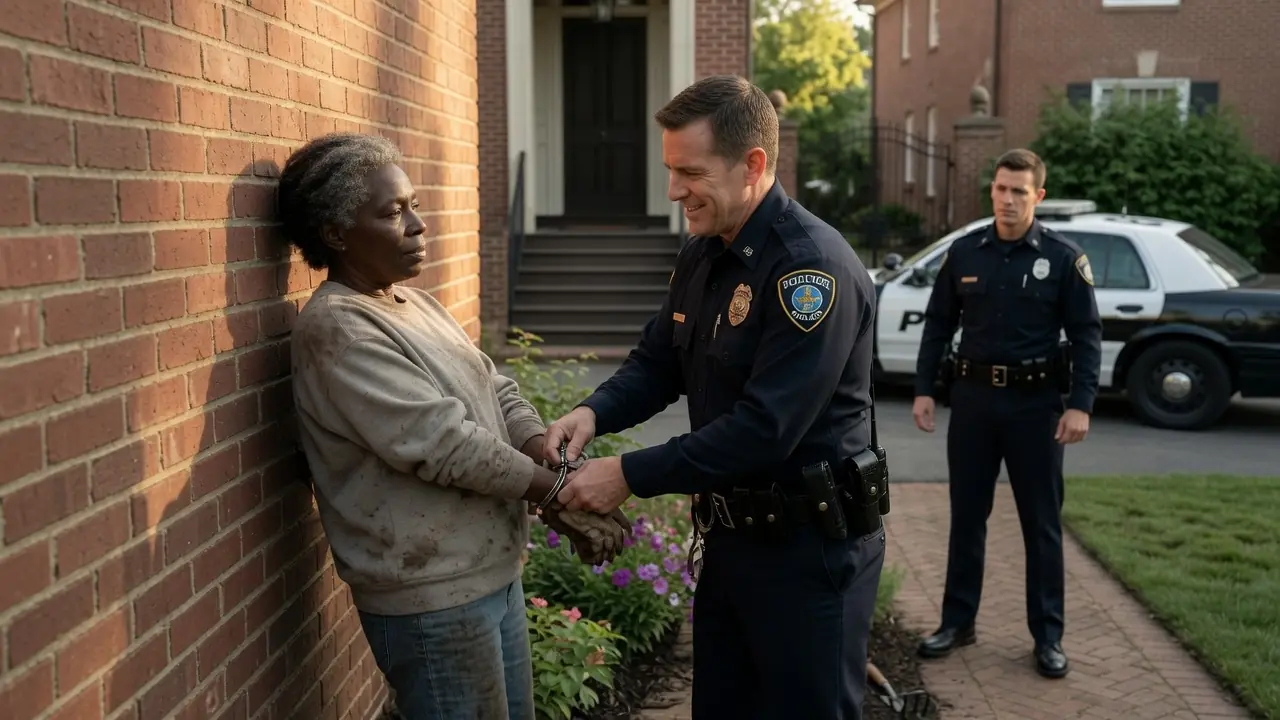 OFFICER ARRESTS A WOMAN IN HER OWN GARDEN — UNAWARE WHO WILL BE WAITING IN COURT