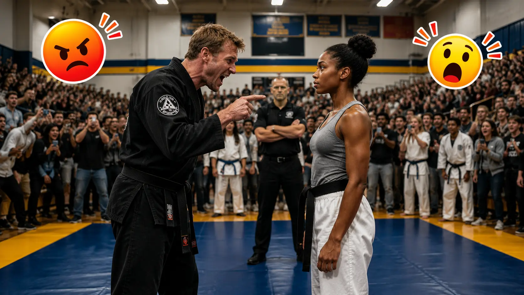 Black Belt Sneers Too Small to Fight at Black Girl — His Hand Shakes as She Removes Her Jacket