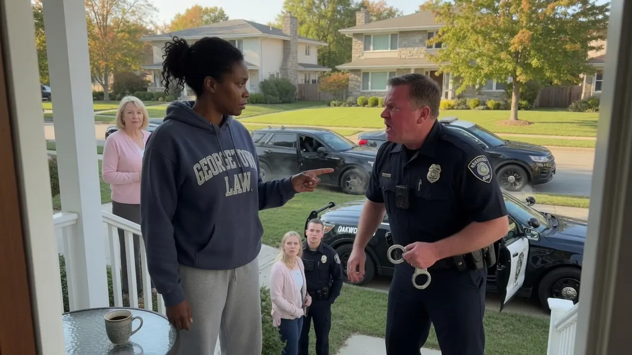 THE OFFICER PULLED OUT HIS HANDCUFFS ON HER OWN PORCH — THEN SHE REVEALED WHO SHE REALLY WAS