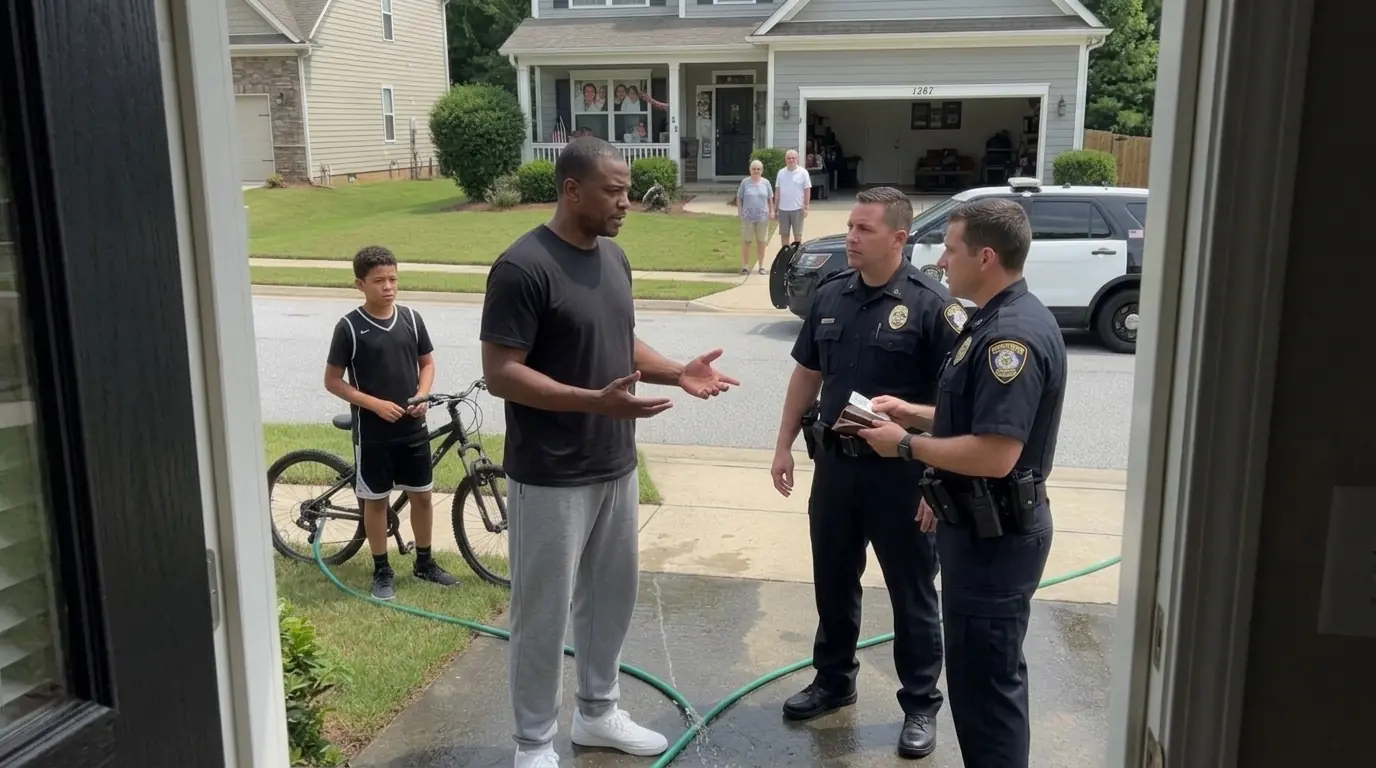 The Cops Handcuffed A Black Soldier Watering His Own Lawn — Then His Son Asked One Question That Silenced The Whole Street