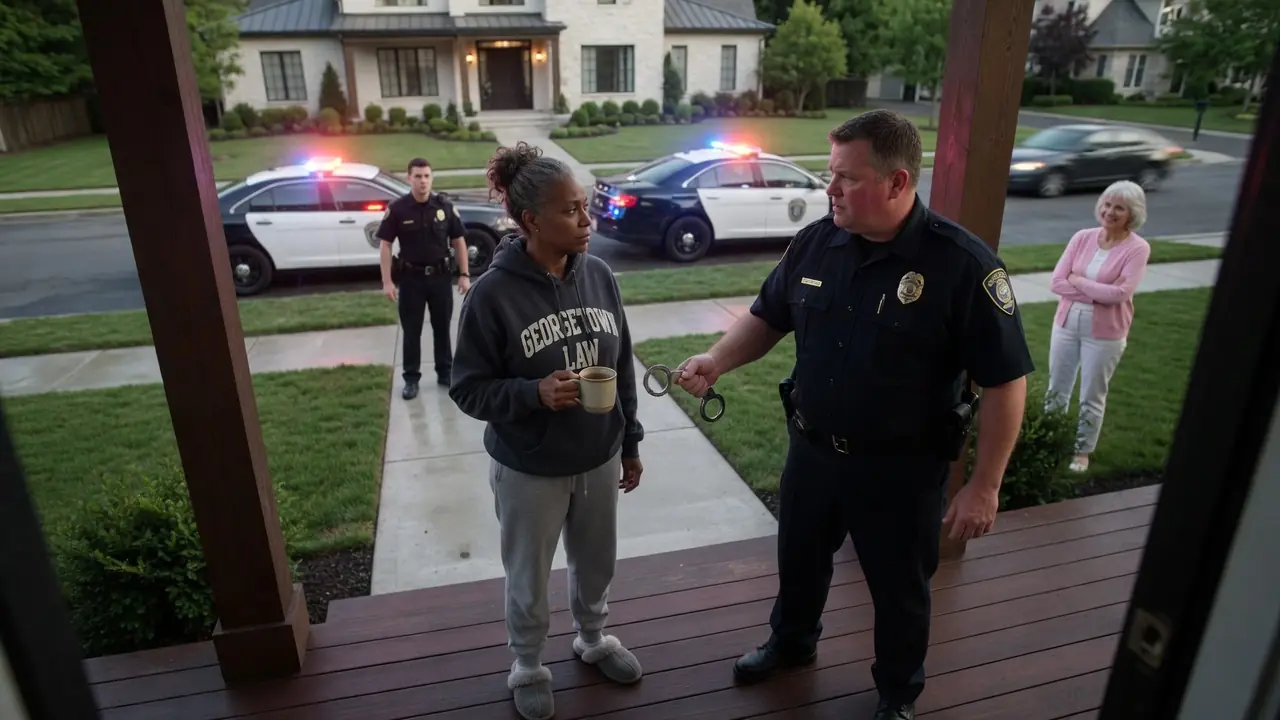 THE OFFICER TRIED TO HANDCUFF HER ON HER OWN PORCH — THEN SHE CALLED HIM BY NAME