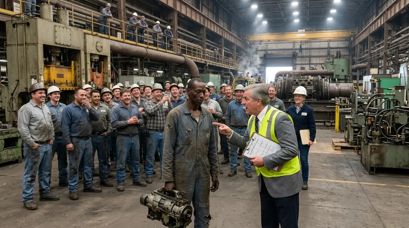 Factory Workers Mocked a "Dirty Black Mechanic" — Before $100M Shutdown, He Fixed What No One Could