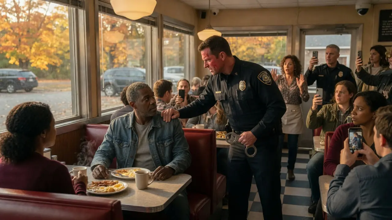 THE OFFICER TRIED TO DRAG THEM OUT OF THE DINER — THEN THE MAN SPOKE SIX WORDS INTO HIS PHONE