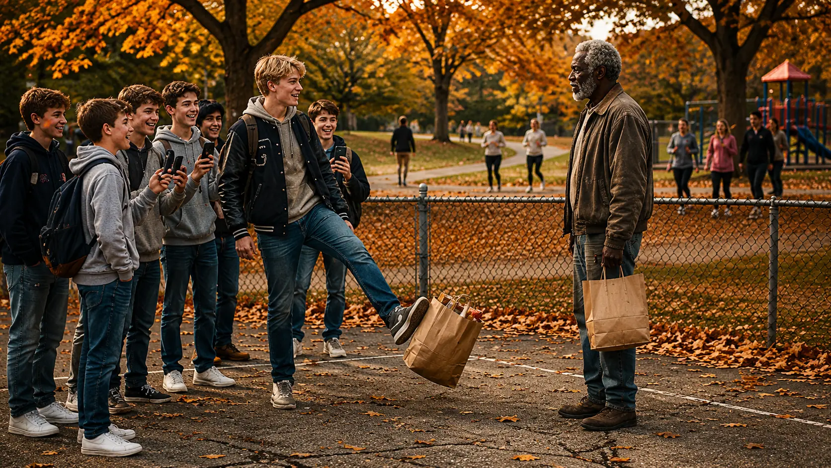Teen Bullies Cornered an Elderly Black Man in the Park — Then He Took Off His Jacket
