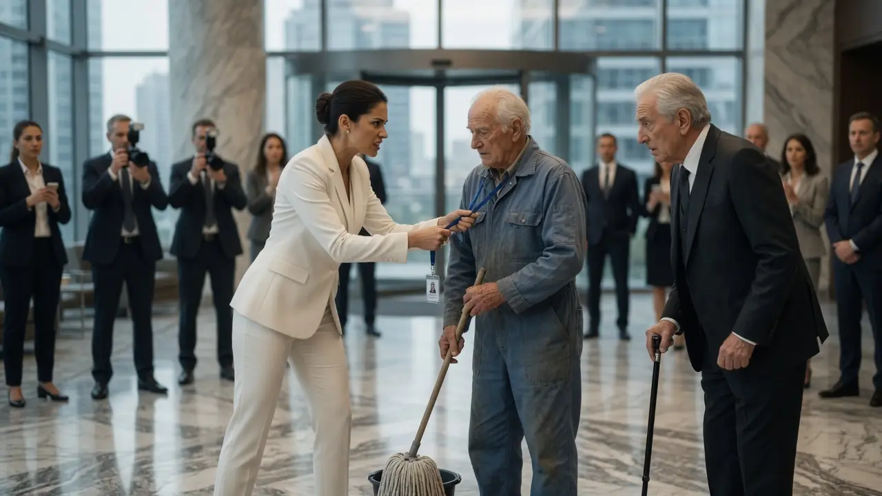 The Billionaire's Daughter Fired the Old Janitor… Until Her Grandfather Revealed the Debt Their Family Could Never Repay