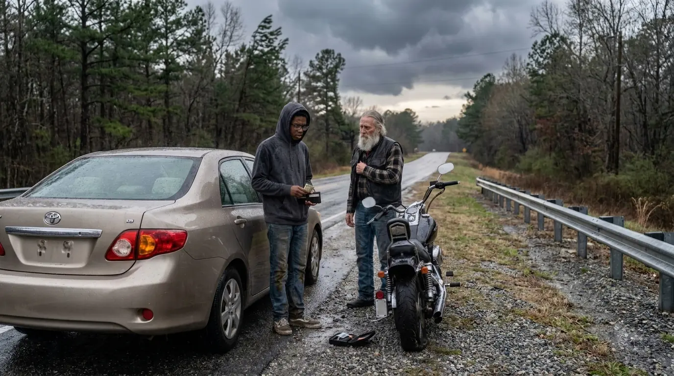 Black Boy Spent Last $10 Helping Hell's Angel — What 100 Bikers Brought Left Him Speechless