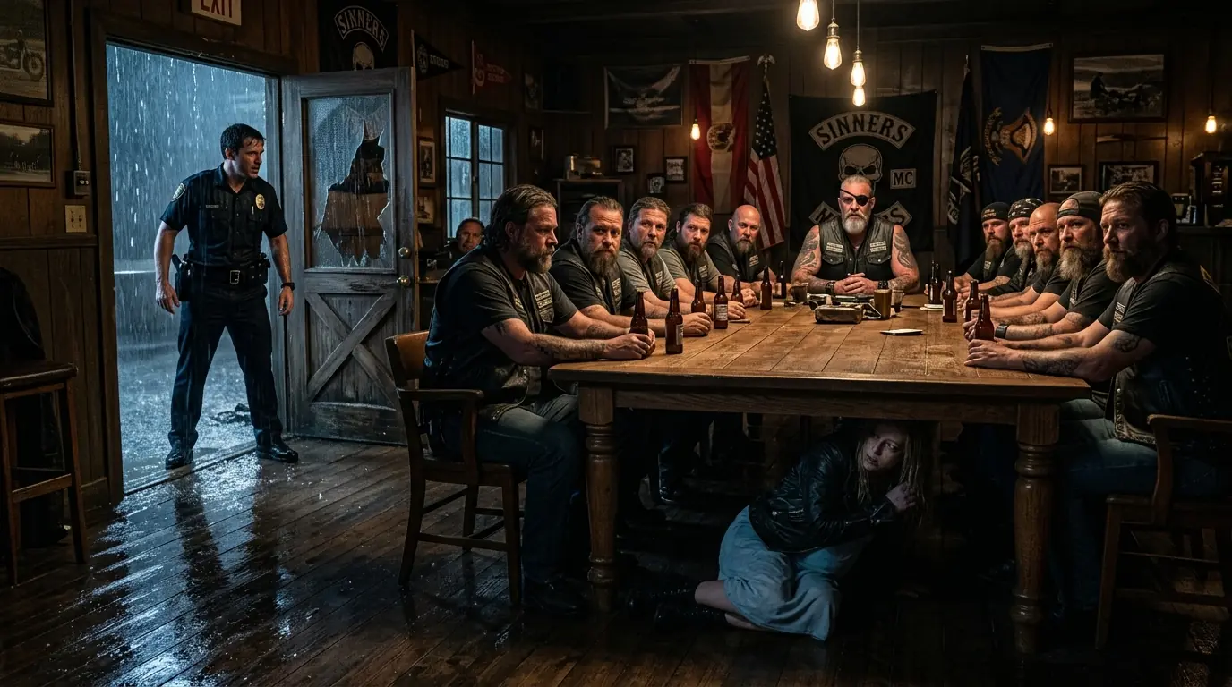 The Detective Stormed Into the Biker Clubhouse — Then He Heard His Wife Beneath the Table
