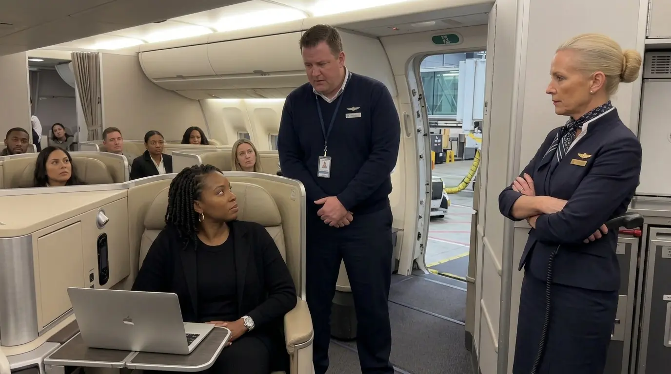 The Purser Tried to Remove Her — Then Someone Entered the Plane