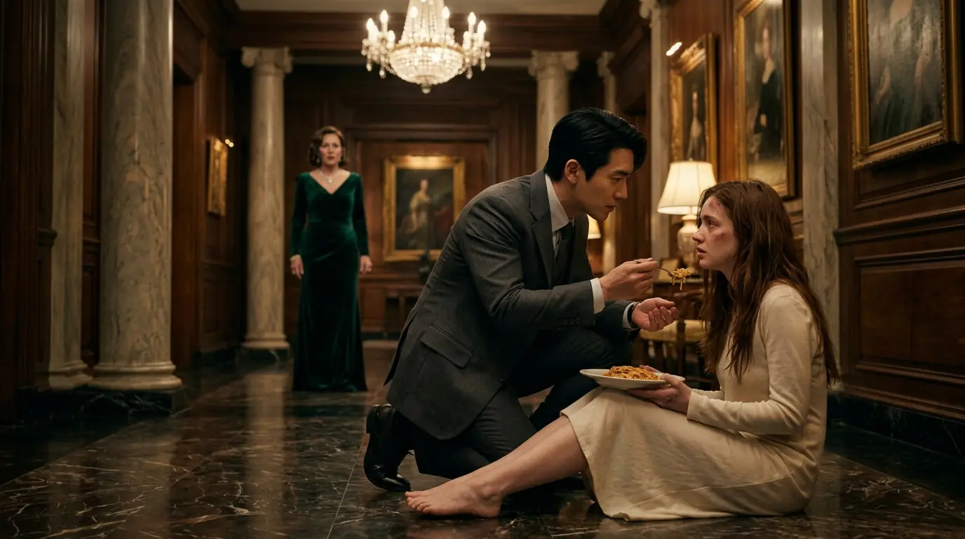 I Was Locked Outside My Billionaire Husband's Dining Room Like a Dog. Then He Knelt Down, Held Out a Plate of Food... and Whispered Something That Changed Everything.