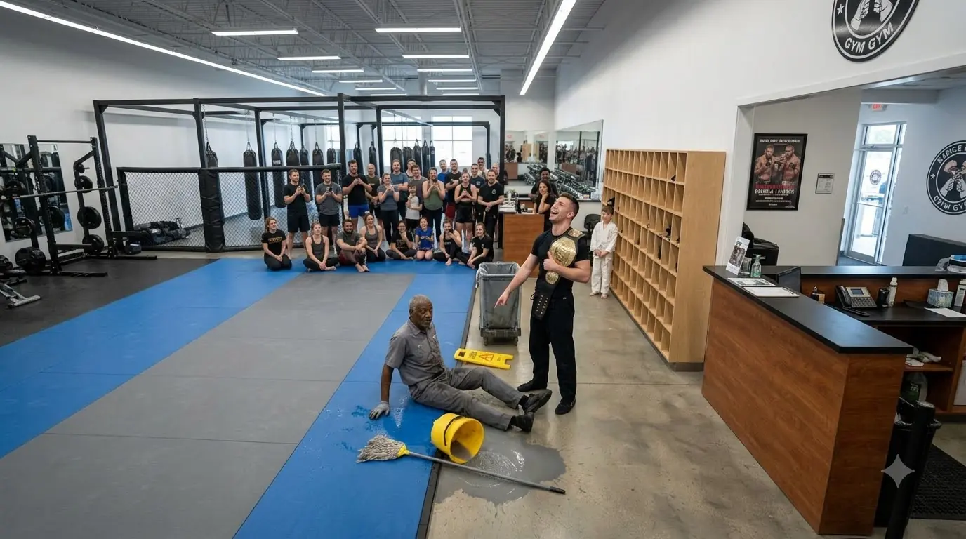 Cocky Black Belt Shoved the Old Janitor "for Fun" — He Didn't Know the Old Man Trained 3 Champions