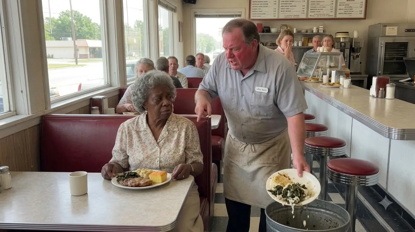 Manager Throws Elderly Black Woman's Food in Trash — 30 Min Later, Helicopter Lands Behind the Diner