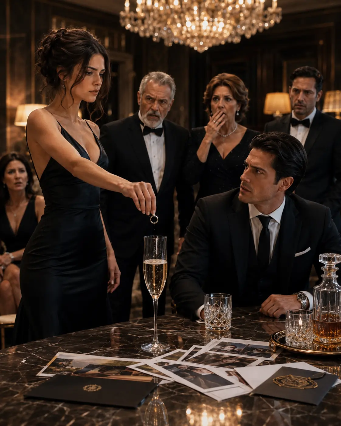 She Dropped the Ring into His Champagne Glass in Front of Everyone — Then the Boardroom Saw the Evidence That Turned a Billionaire Family Against Each Other.
