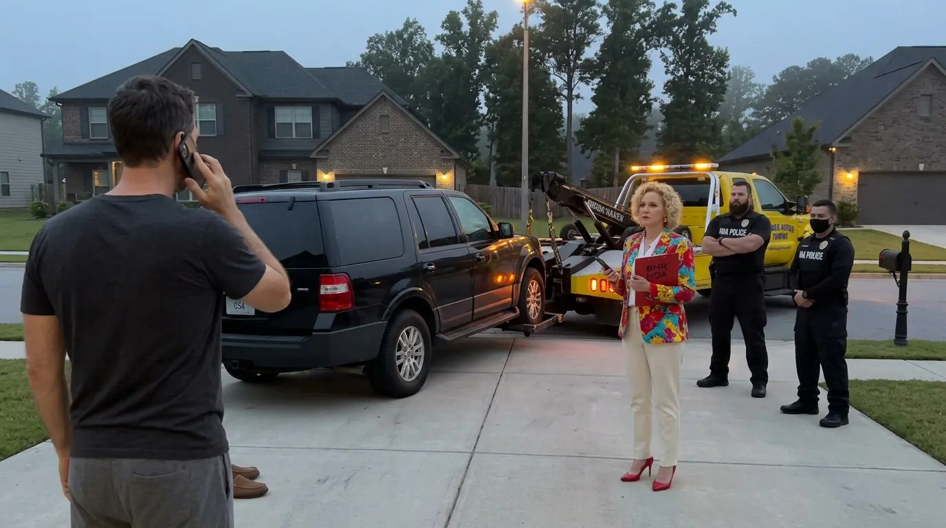 The HOA Woman Towed His Car From His Own Driveway — Then He Ran Outside