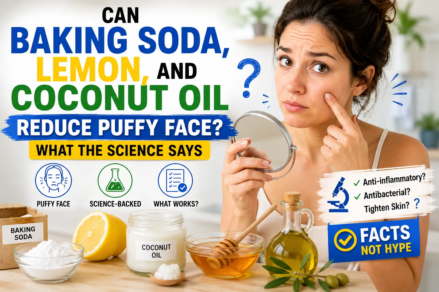 Can Baking Soda, Lemon, and Coconut Oil Reduce Puffy Face? What the Science Says