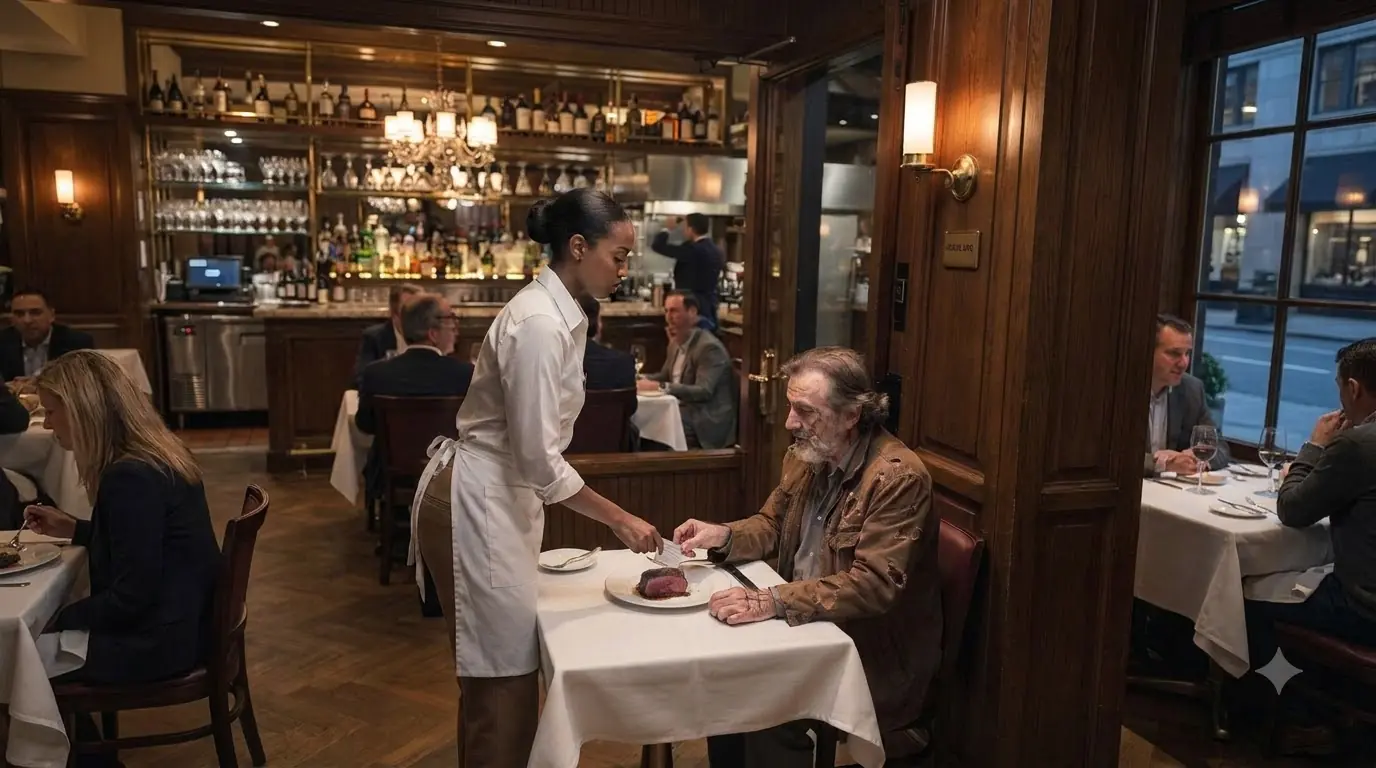 Undercover Billionaire Orders Steak — Black Waitress Slips Him a Note That Stops Him Cold