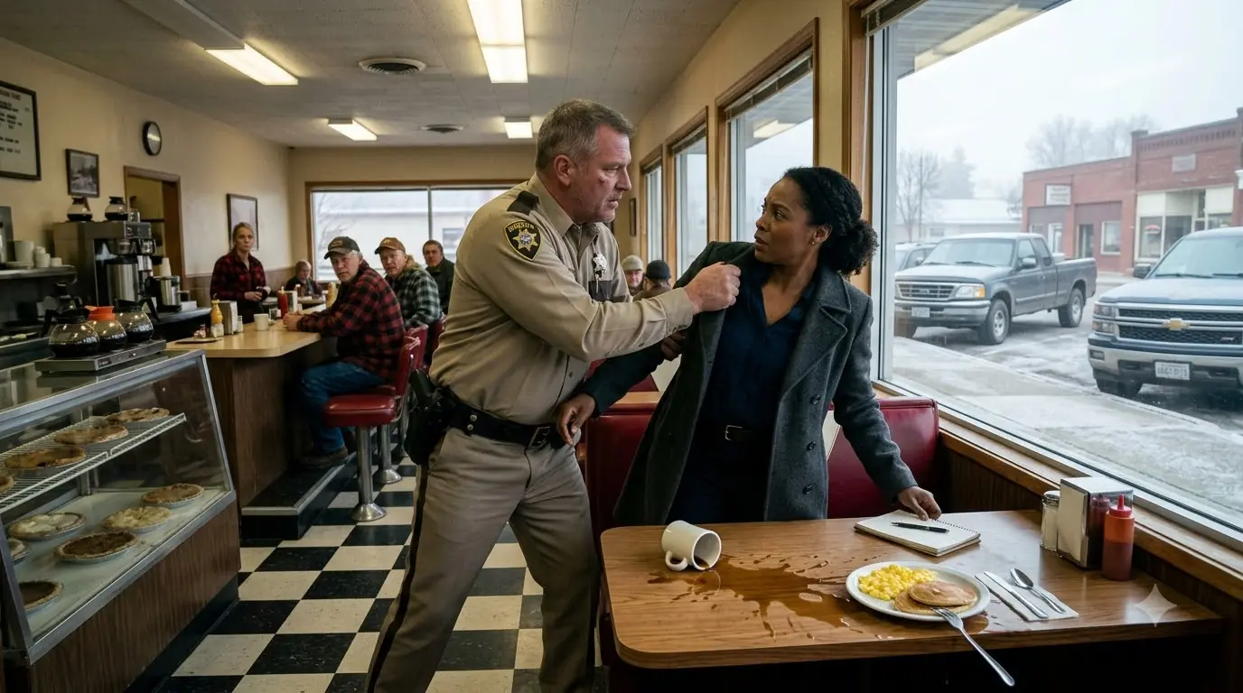 The Sheriff Dragged a Quiet Stranger From Her Booth — But Had No Idea Who He Had Chosen