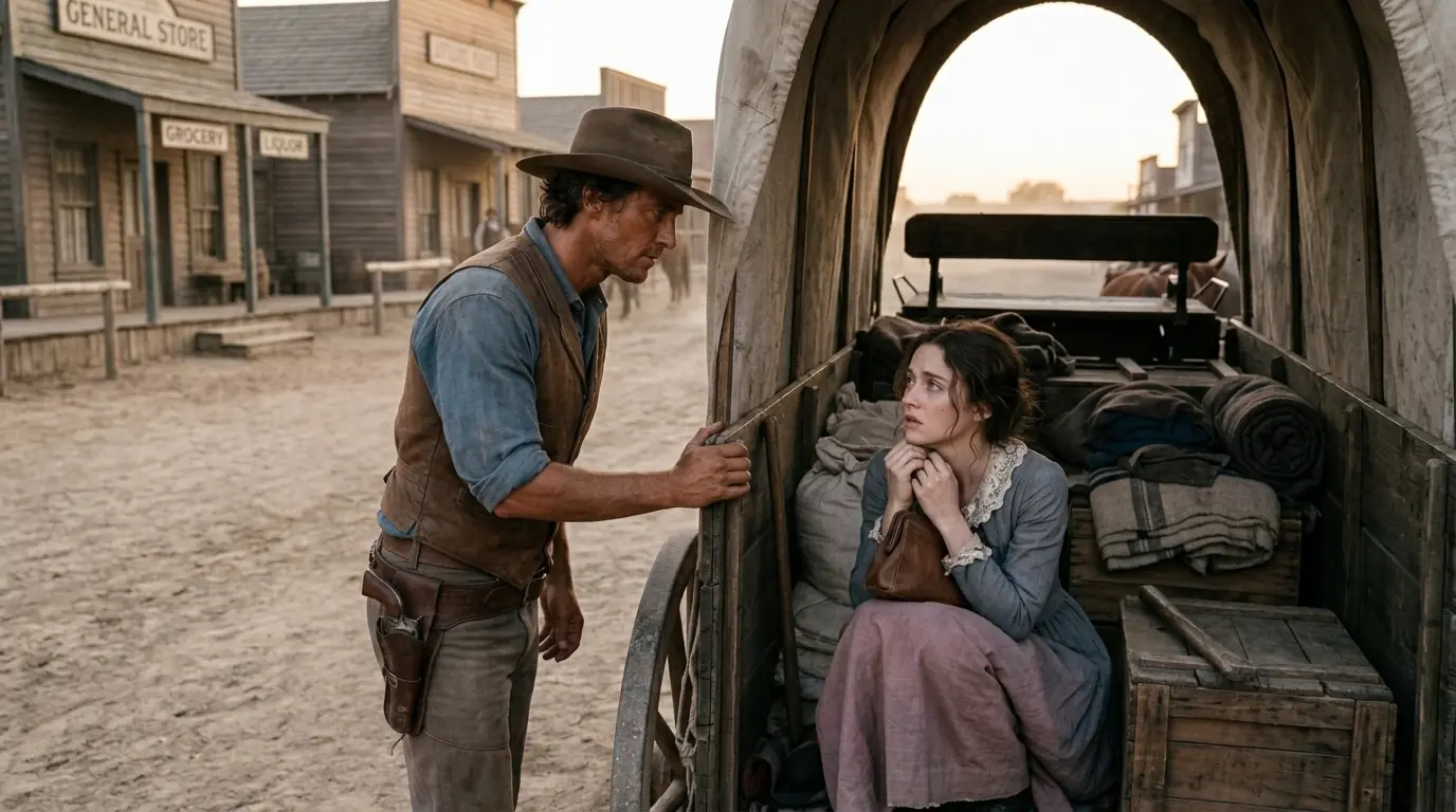 I Found Her Hiding in My Wagon - She Whispered: ''Pretend I'm Your Wife Until We're Out of Town''.