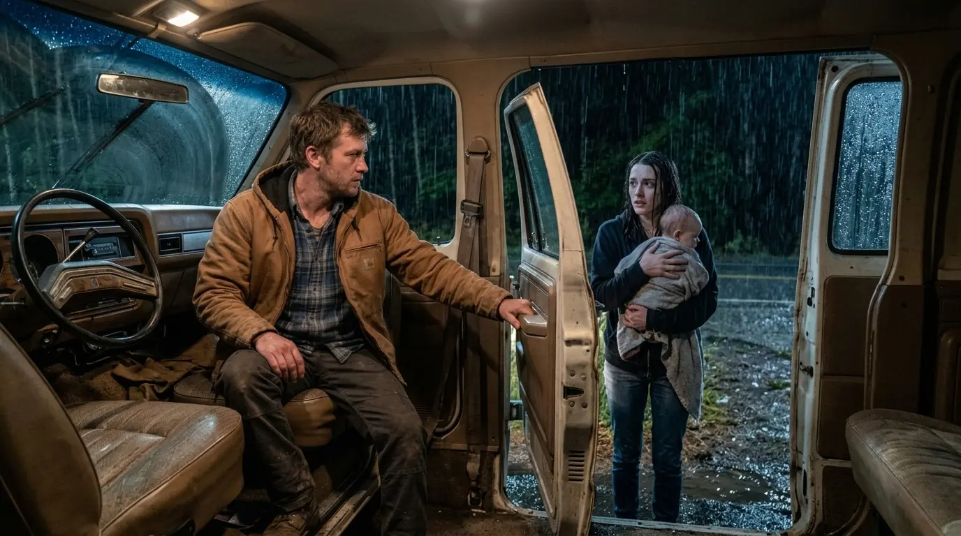 Single Dad Stopped For A Girl With A Baby In The Rain - Then She Said, I Need Shelter For Tonight