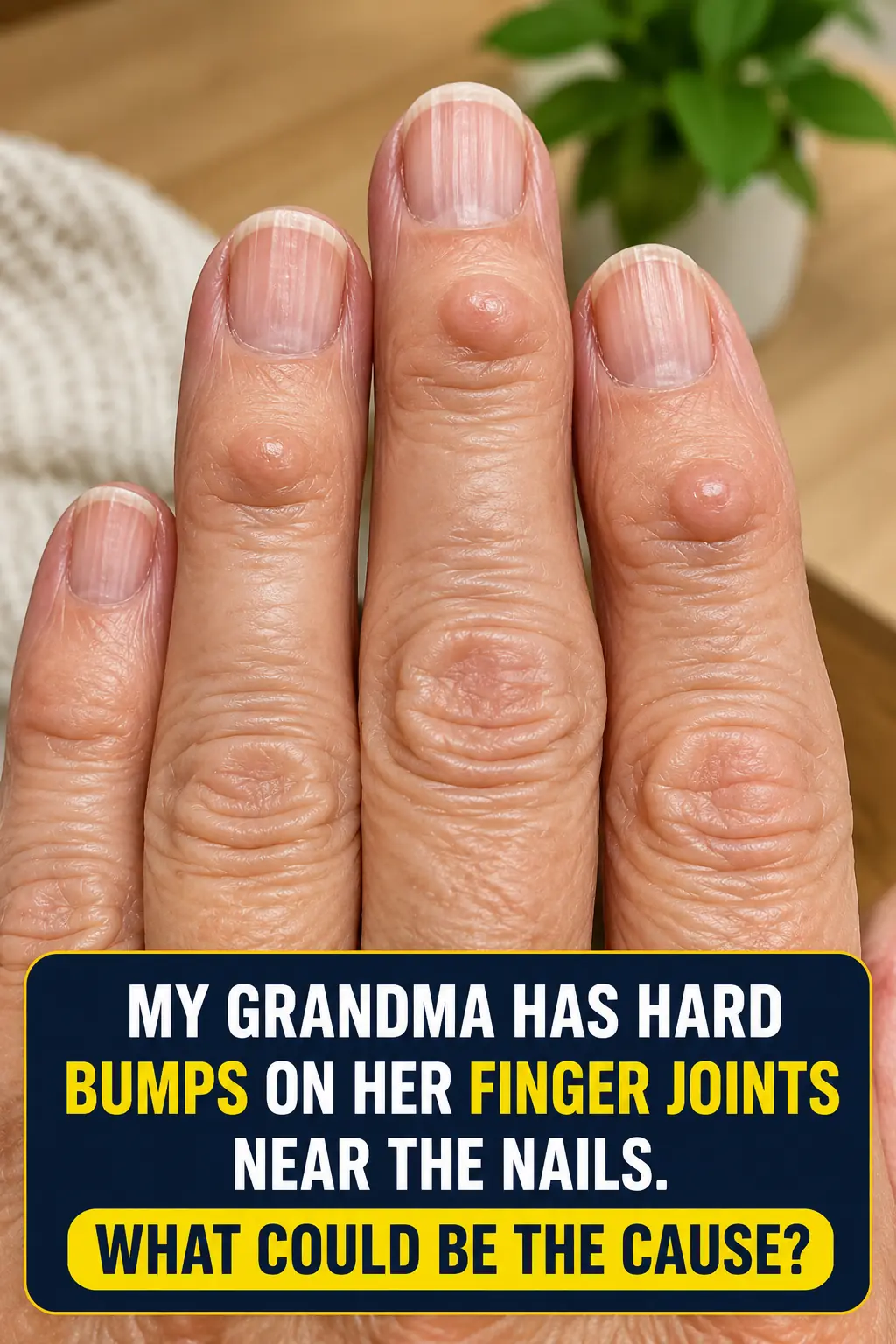 My grandma has these hard bumps forming on her finger joints near the nails. Why is this spreading?