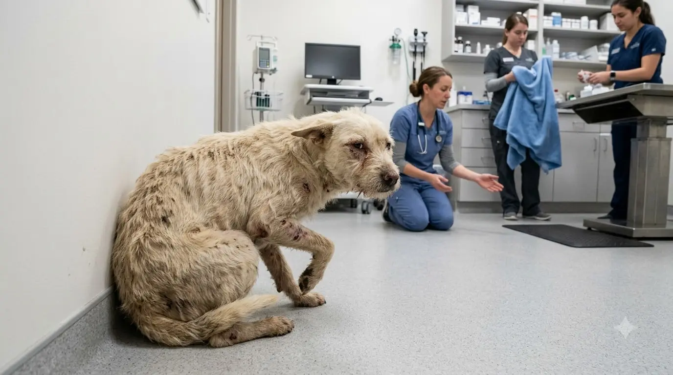 Emergency Veterinary Team Fights to Save Critically Injured Stray Dog Too Frightened to Stand