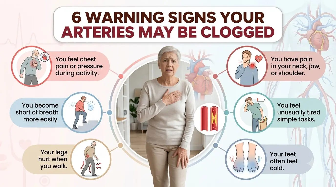 6 WARNING SIGNS YOUR ARTERIES MAY BE CLOGGED
