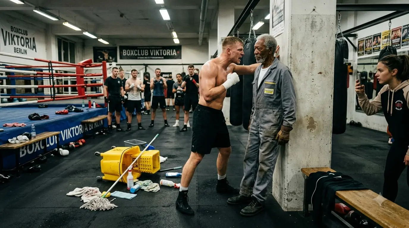 Der arrogante Boxer forderte den alten Hausmeister heraus — dann sprach er eine letzte Warnung aus