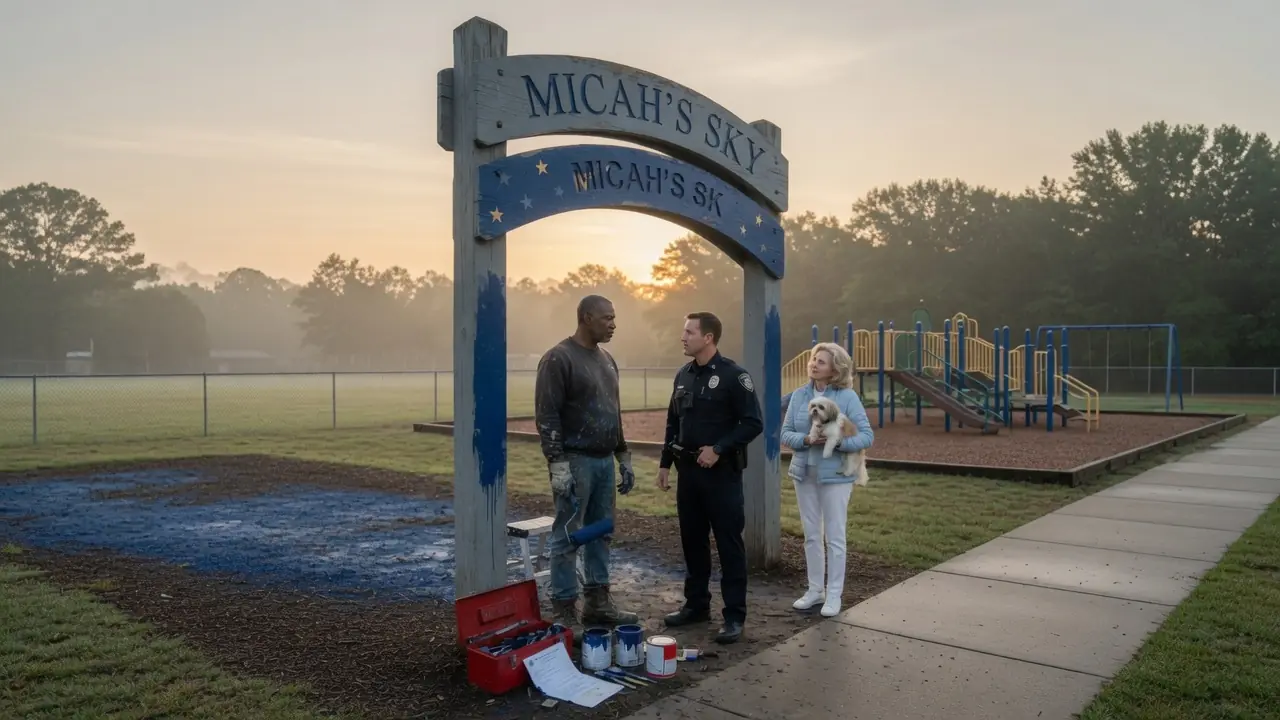 White Cop Handcuffed a Black Father for Painting a Playground — Then a State Convoy Arrived and Everyone Stood at Attention