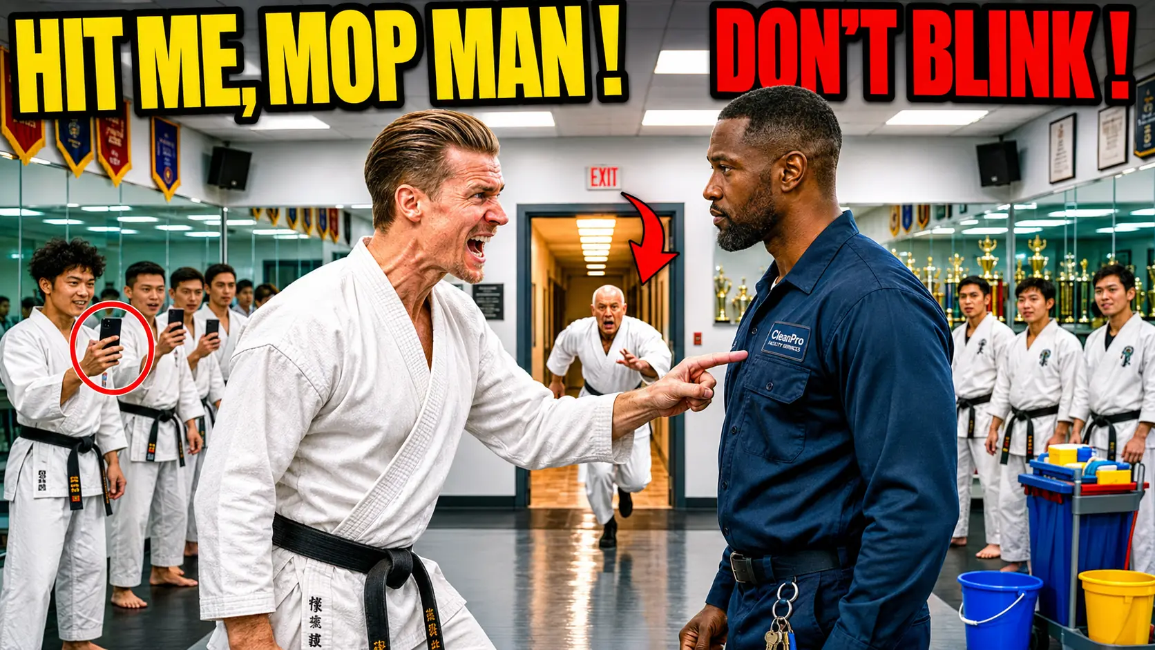 A Black Belt Challenged the Black Janitor as a Joke — Until the Head Instructor Walked In and Bowed to Him