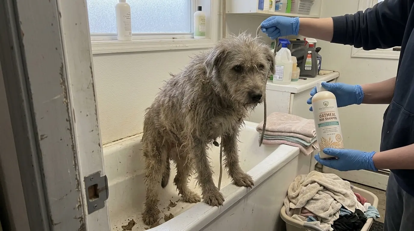 Murphy’s First Days at the Shelter After Arriving Covered in Mud