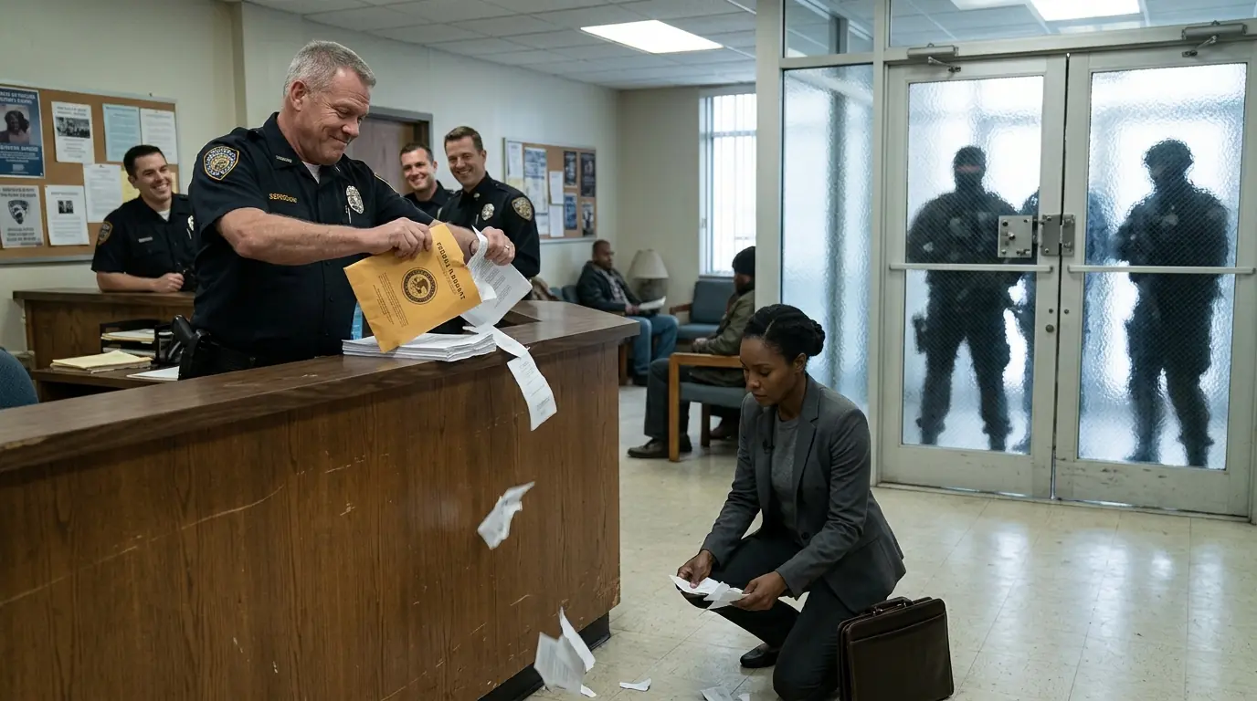 The Police Sergeant Tore Up Her Federal Warrant… Ten Seconds Later, U.S. Marshals Locked Down the Entire Station