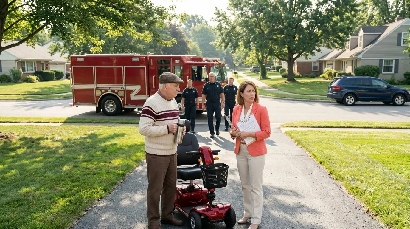 “HOA Karen Tried to Steal Grandpa’s Scooter — But Firefighters Put Her in Her Place!”