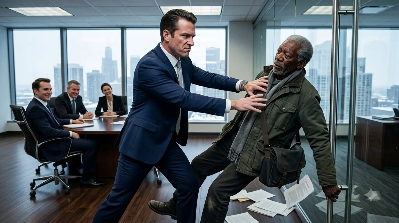 A BILLIONAIRE LAUGHED AT A HOMELESS OLD MAN — THEN THE PHONE CALL SILENCED THE ENTIRE ROOM