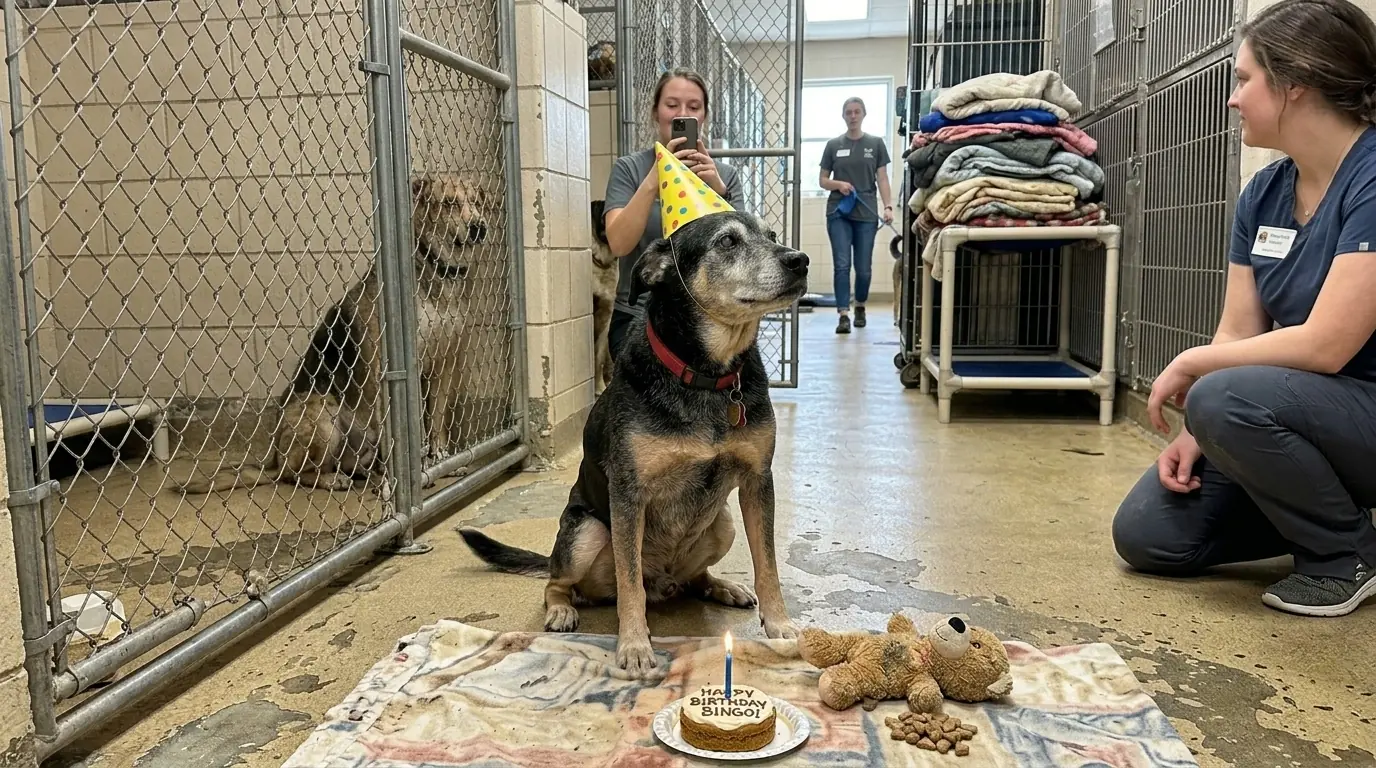 Bingo Celebrates His First Birthday After Spending an Entire Year at the Shelter