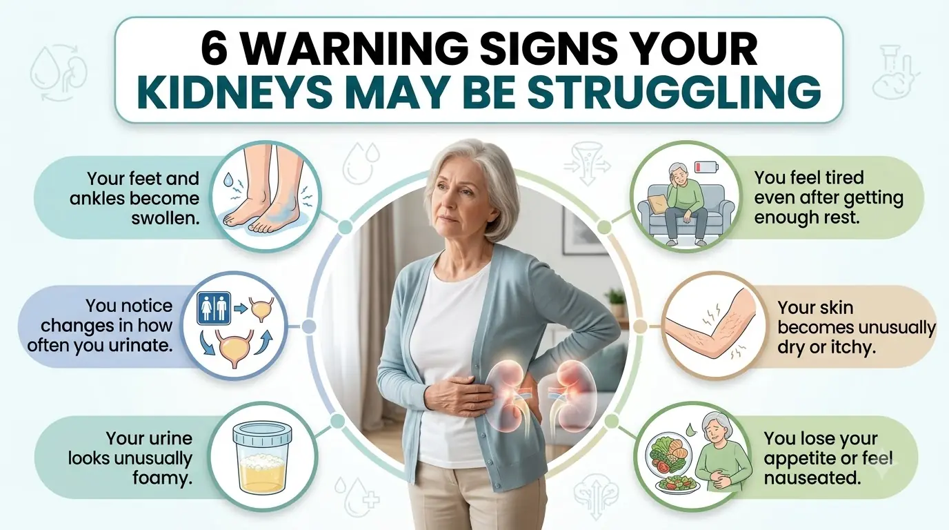 6 WARNING SIGNS YOUR KIDNEYS MAY BE STRUGGLING