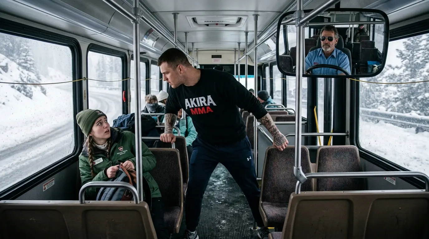 A Black Belt Cornered a Young Woman on a Mountain Bus — Then the Limping Driver Unbuckled His Seat Belt