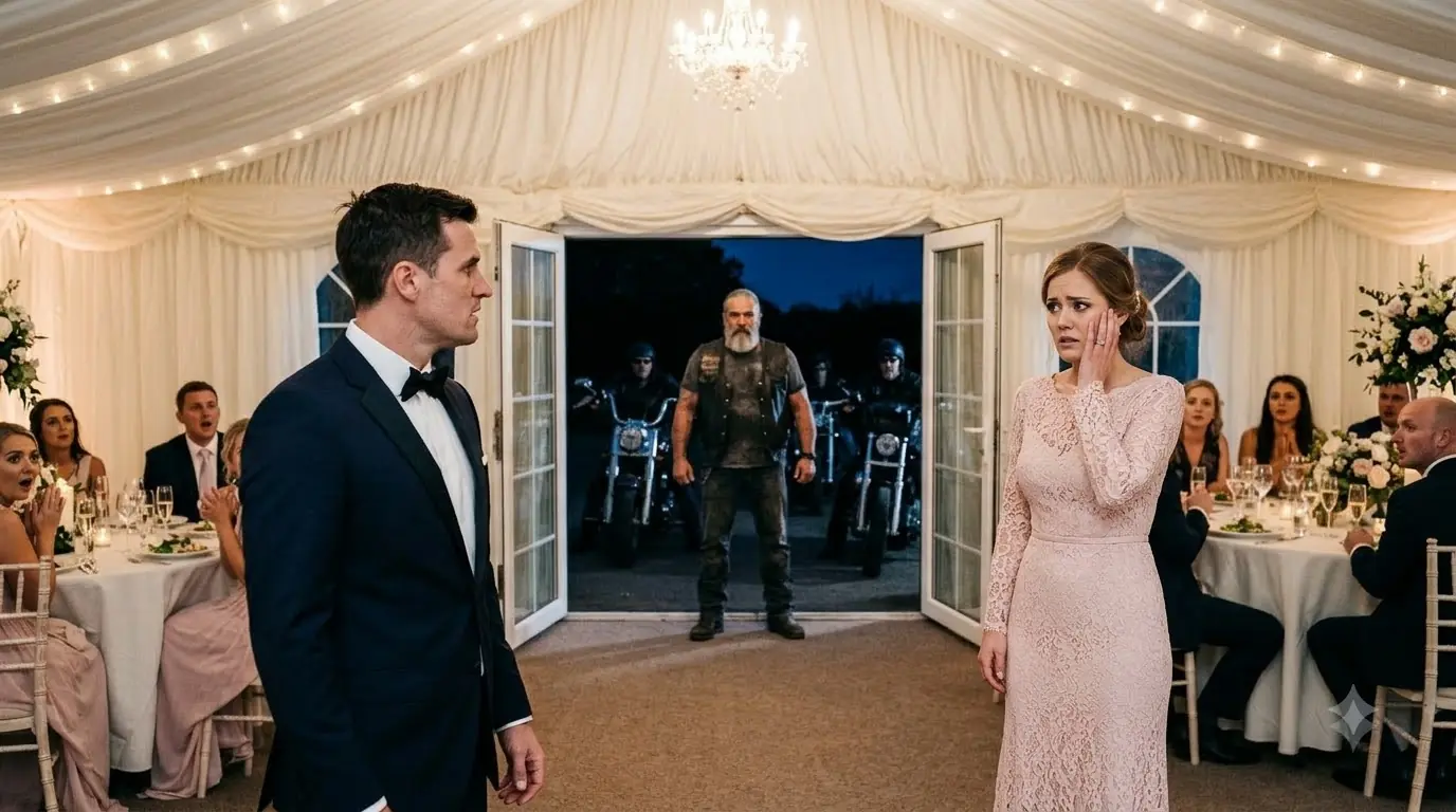 He Hit Her at the Wedding — Then the Biker Walked In