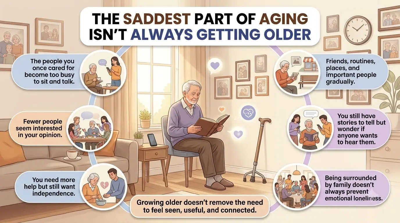 THE SADDEST PART OF AGING ISN'T ALWAYS GETTING OLDER