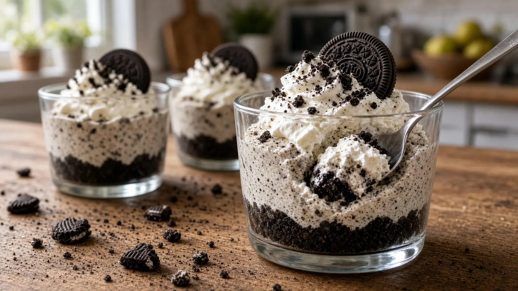 No-Bake Oreo Mousse Cups – Creamy, Fluffy & Loaded with Cookies and Cream