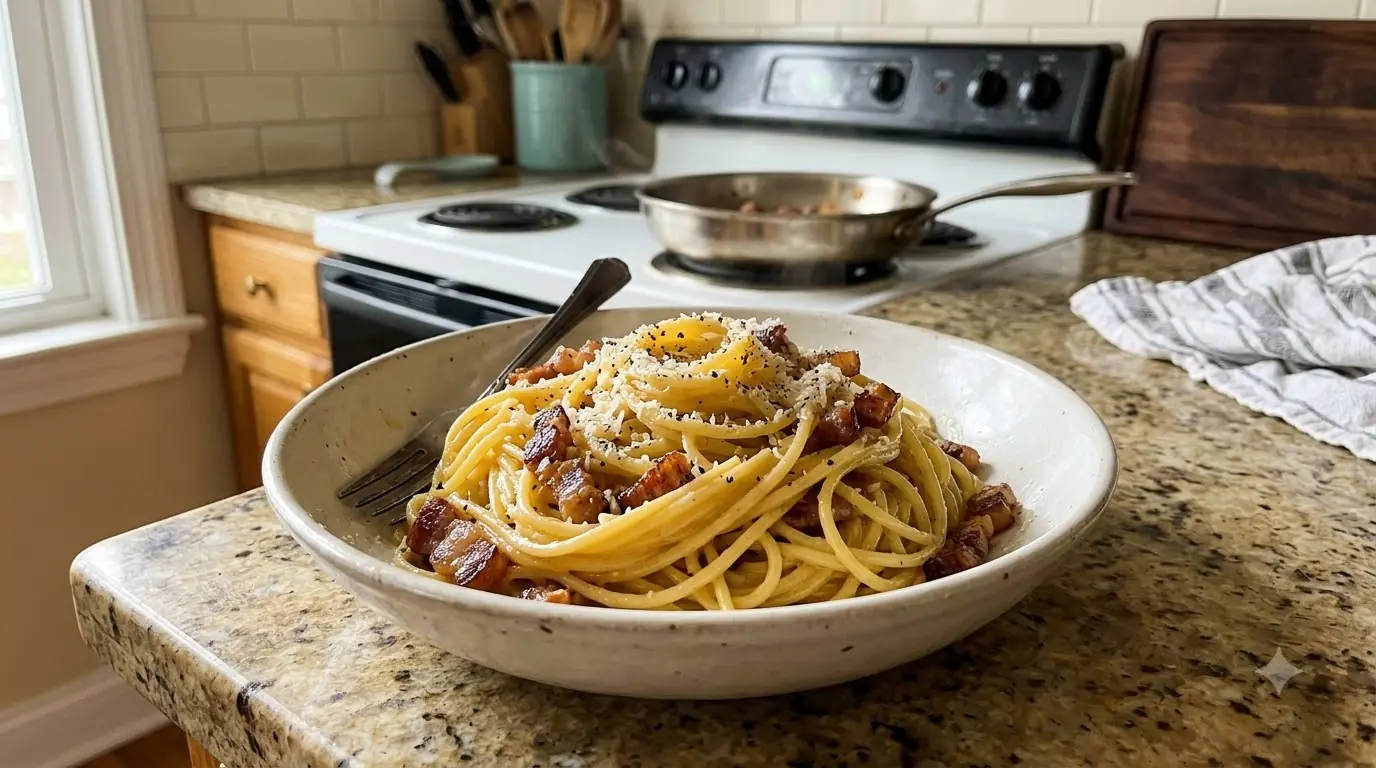 Classic Spaghetti Carbonara – Silky, Creamy & Loaded with Crispy Pancetta