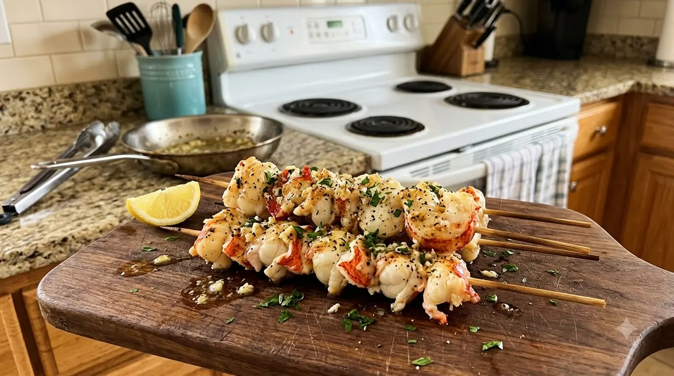 Garlic Butter Lobster Tail Skewers – Juicy, Tender & Perfectly Charred