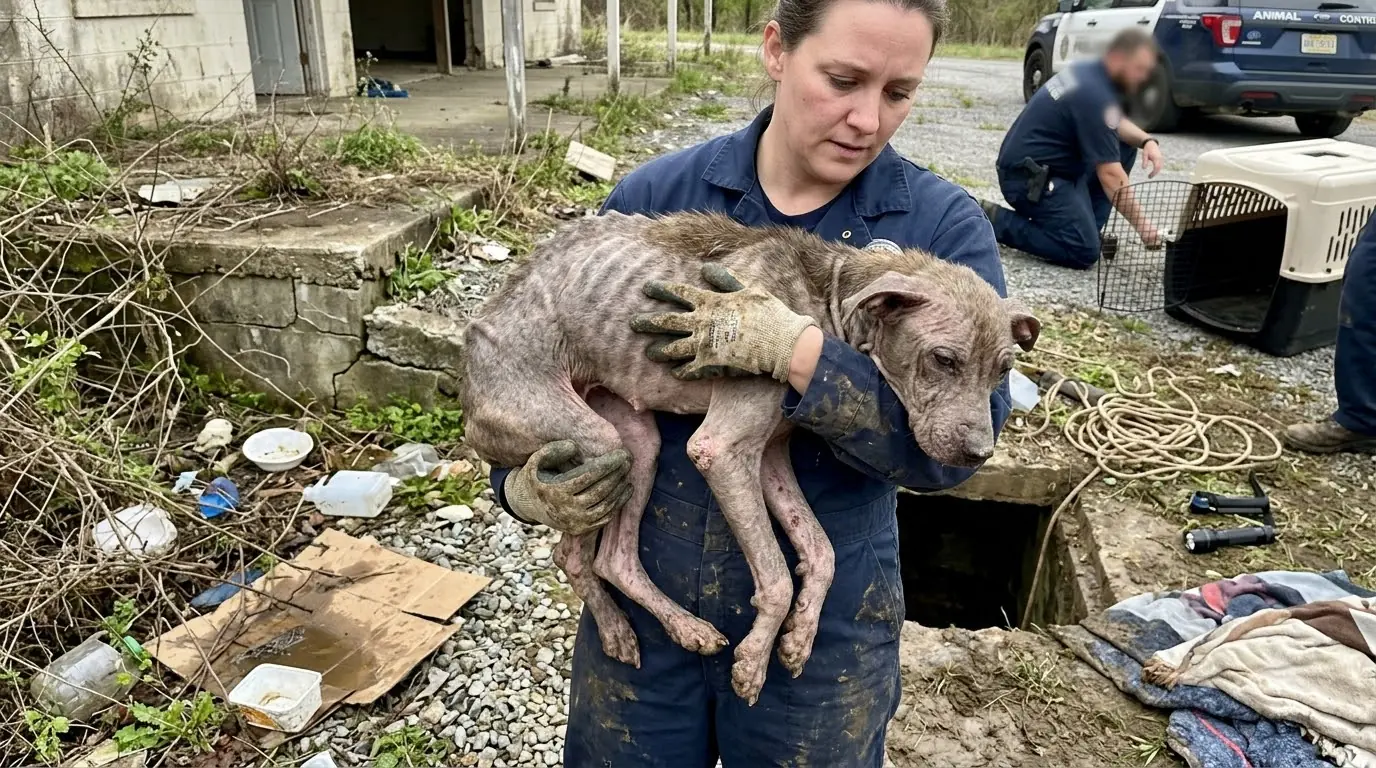 A Starving Dog Was Rescued After Being Trapped Without Food for Days
