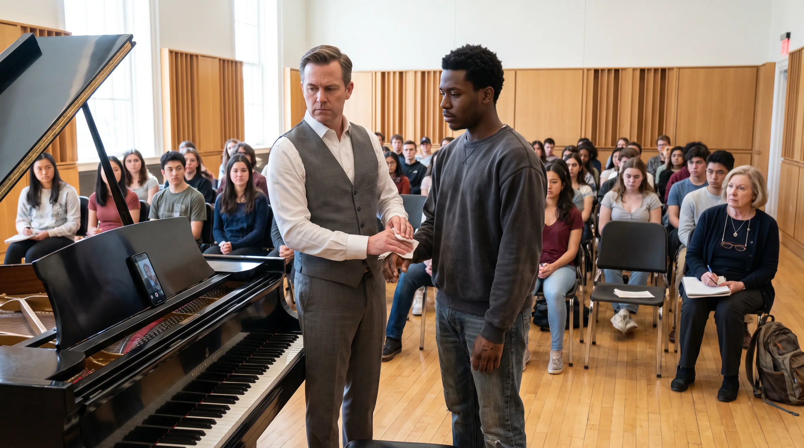 "Show Us!" Teacher Drags Black Boy to Piano Before Class — Tears Fall When He Hits the First Note