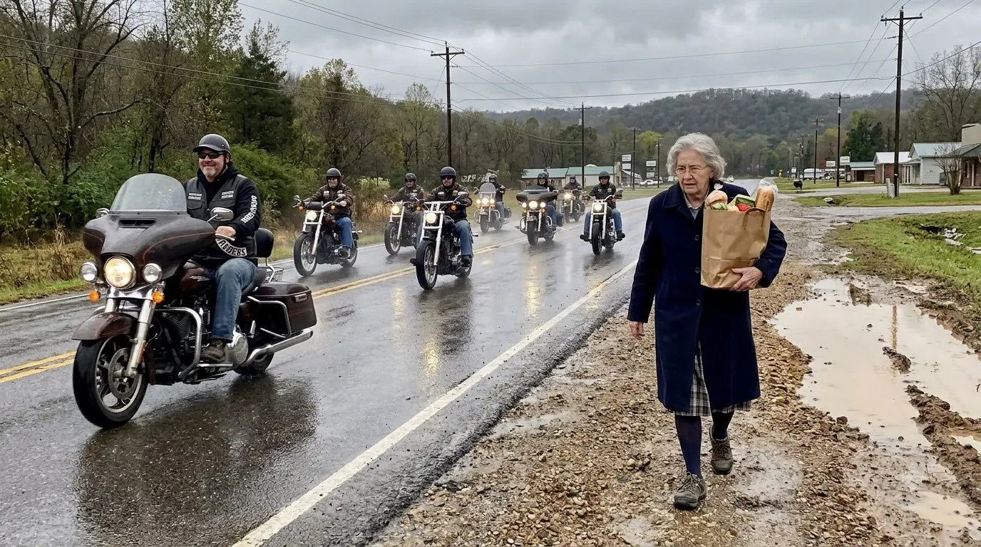 The Bikers Soaked the Old Woman on Purpose — Then One Rider Turned Around