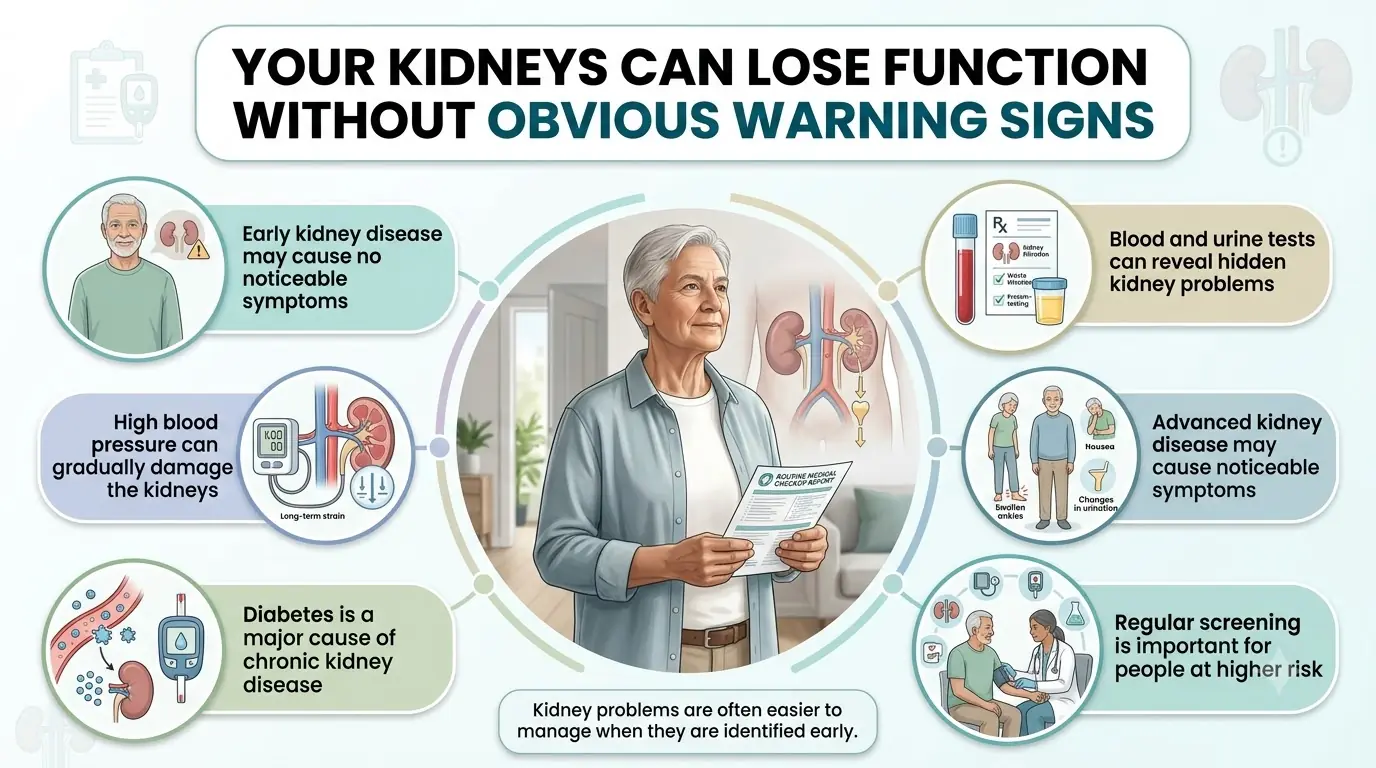 YOUR KIDNEYS CAN LOSE FUNCTION WITHOUT OBVIOUS WARNING SIGNS