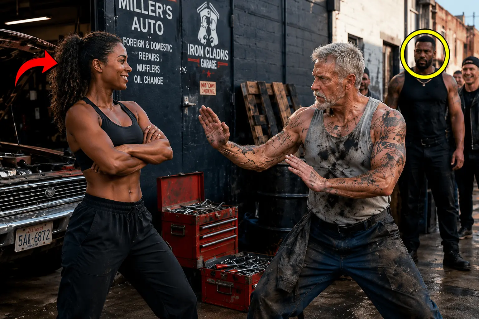 She Ridiculed the Old Mechanic’s Stance — Then the Black Belt Spotted a Tattoo Tied to His Legendary Past