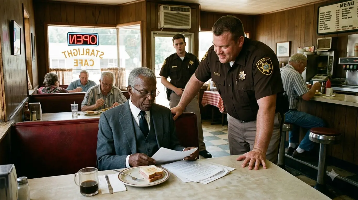 The Sheriff Humiliated the “Old Outsider” in Front of Everyone — Then Dragged Him Out of His Seat