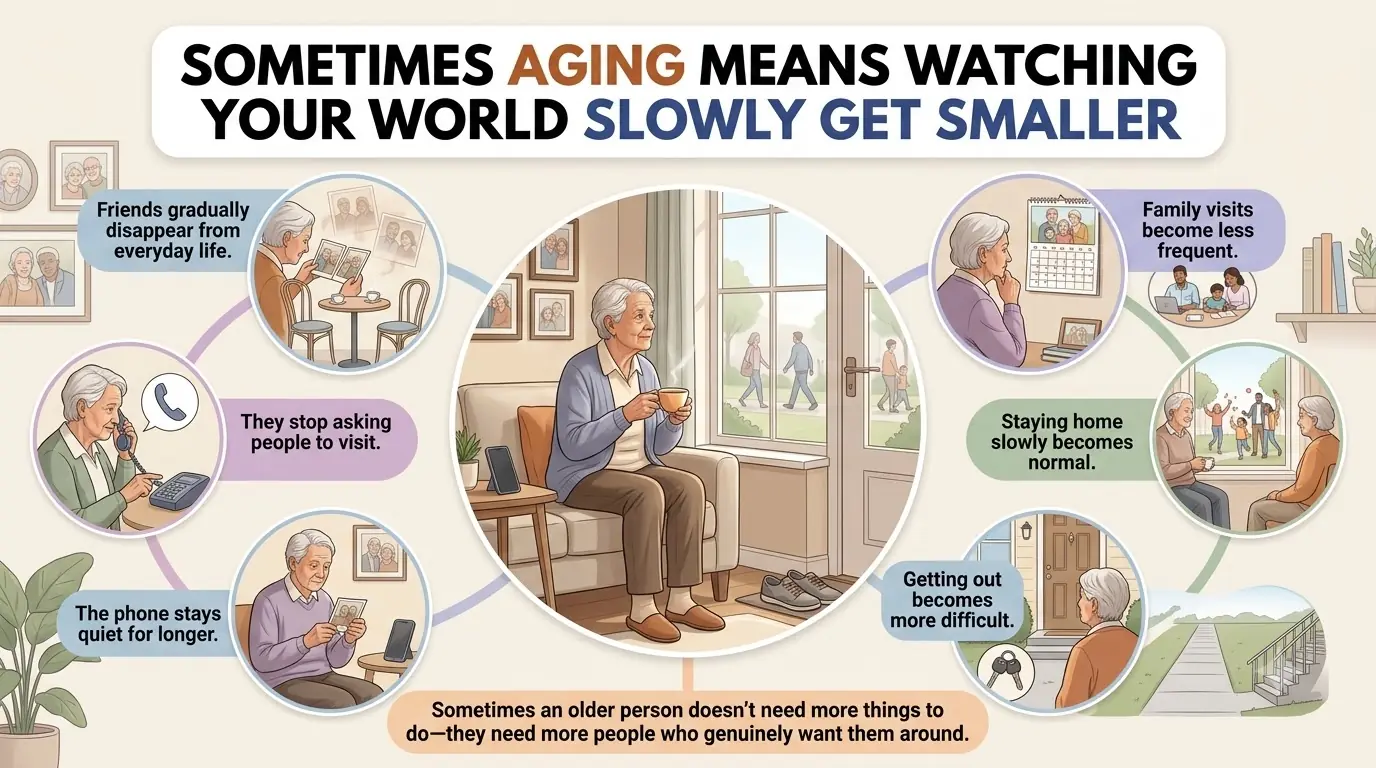 SOMETIMES AGING MEANS WATCHING YOUR WORLD SLOWLY GET SMALLER