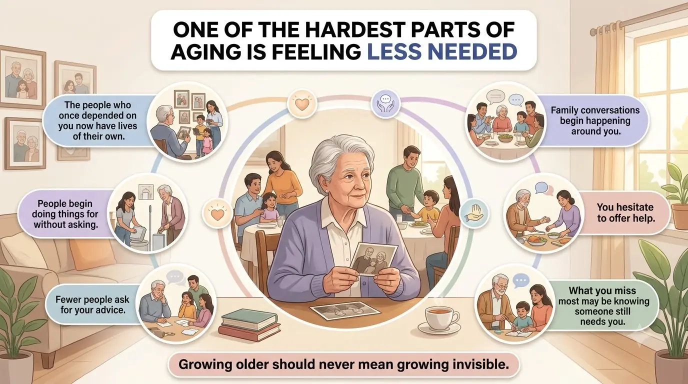 ONE OF THE HARDEST PARTS OF AGING IS FEELING LESS NEEDED